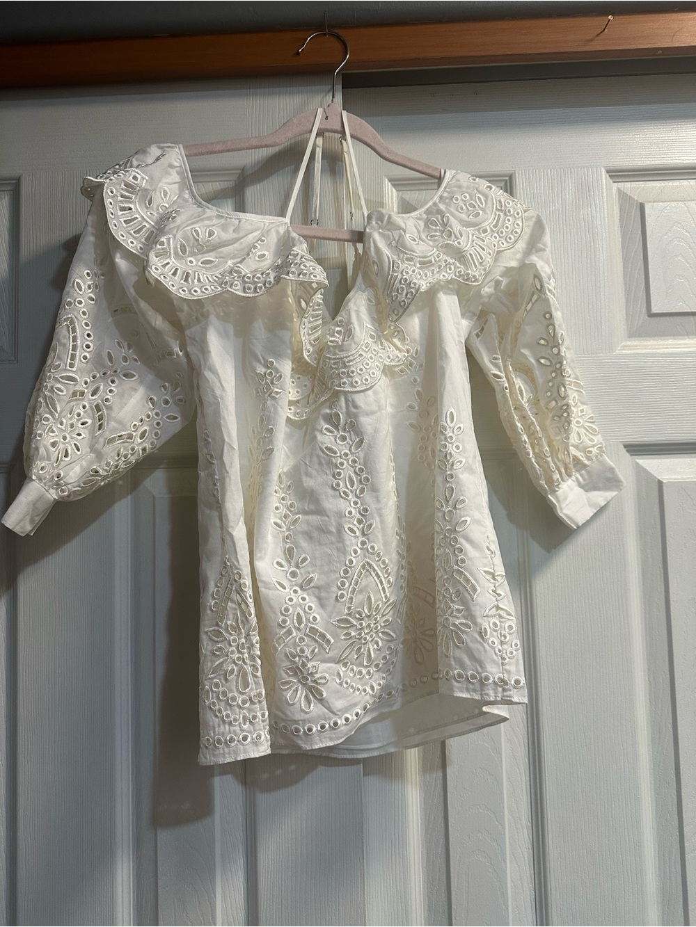 Ivory Eyelet Off-Shoulder Embroidered Blouse